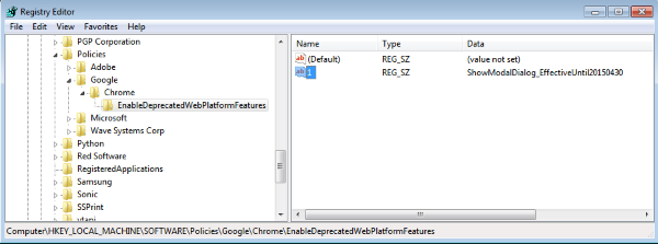 Set Google Chrome Policy